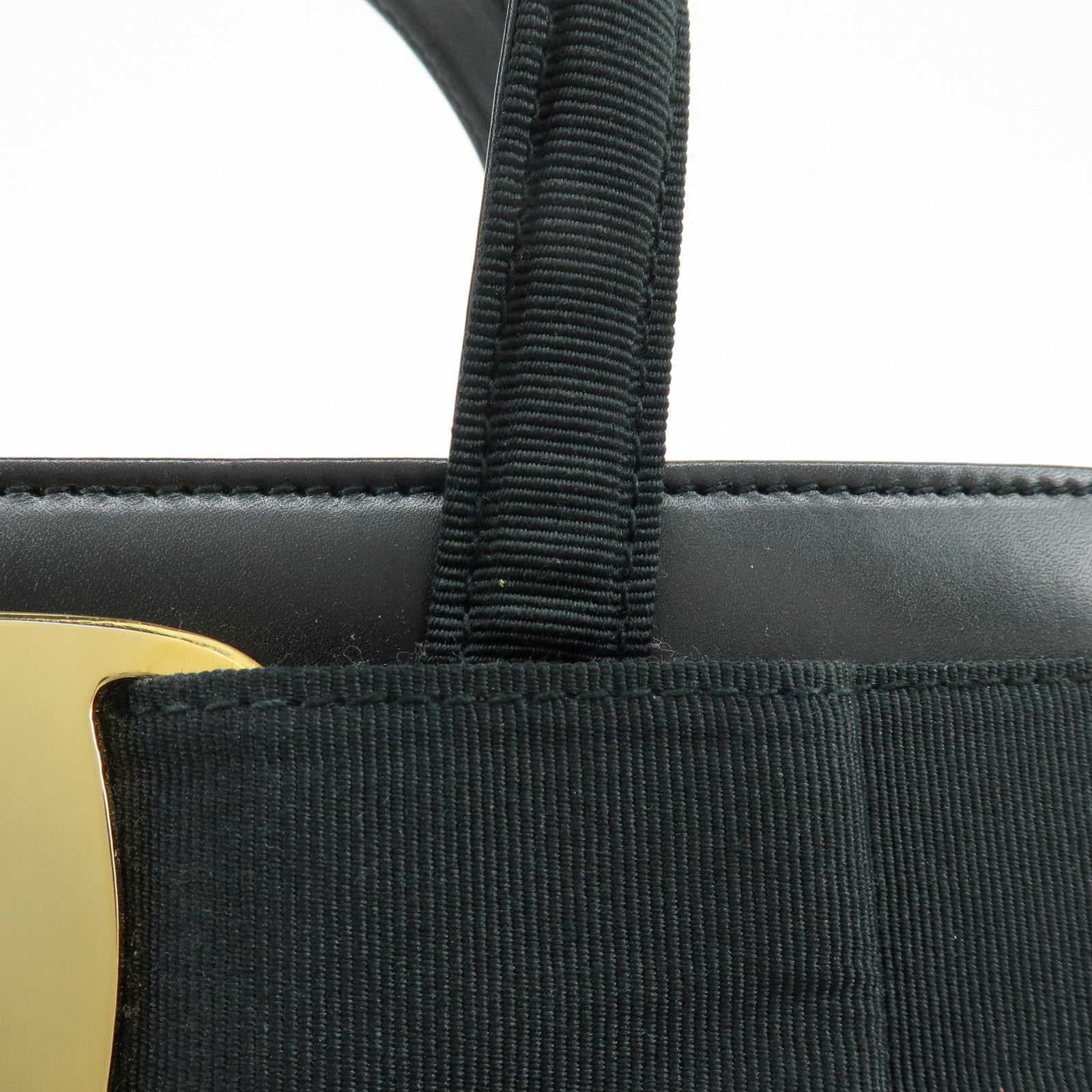 Ferragamo Vara Ribbon Leather Hand Bag Tote Bag Black