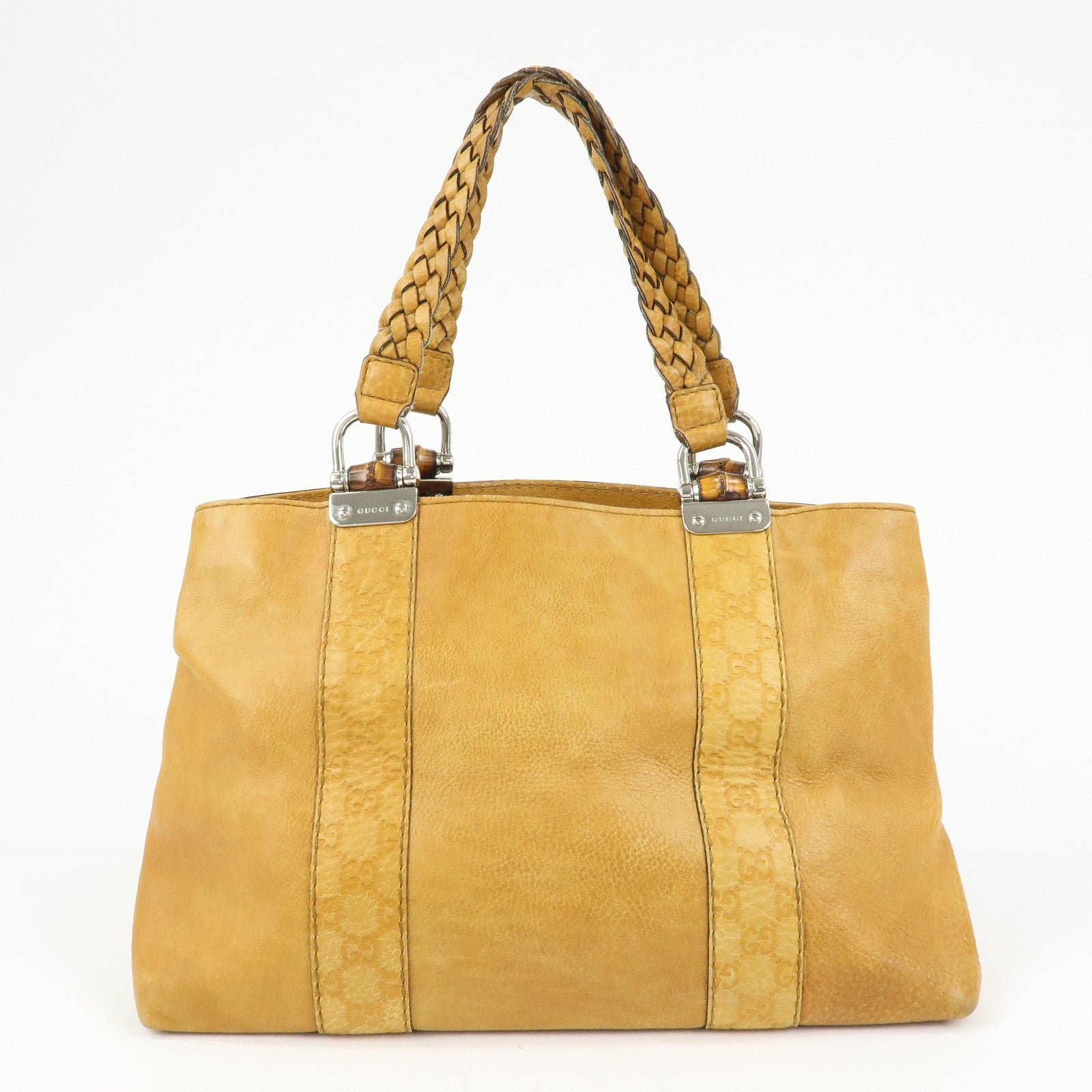 GUCCI Bamboo Bar Guccissima Leather Tote Bag Mustard 232947