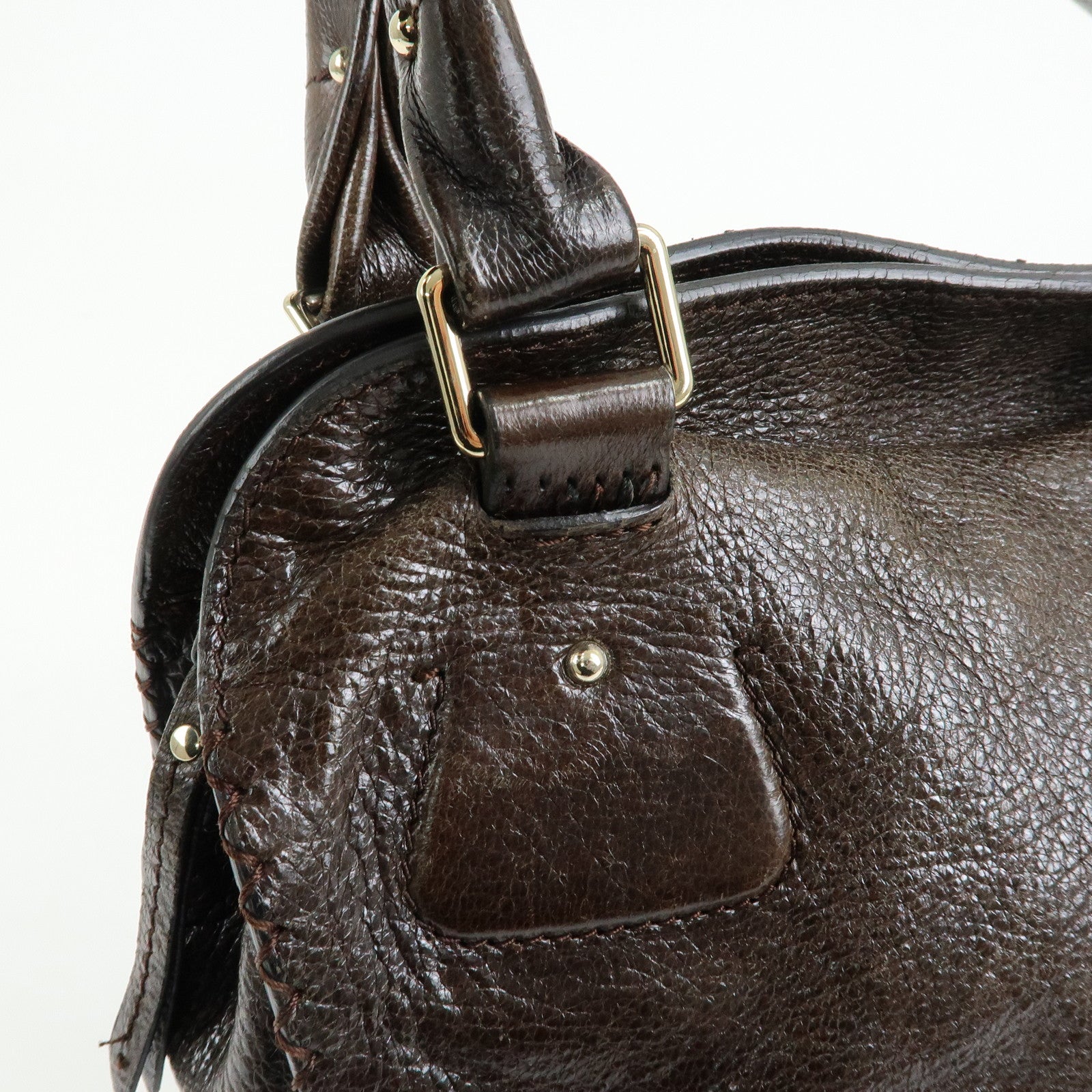 CELINE Bittersweet Leather Shoulder Bag Hand Bag Brown