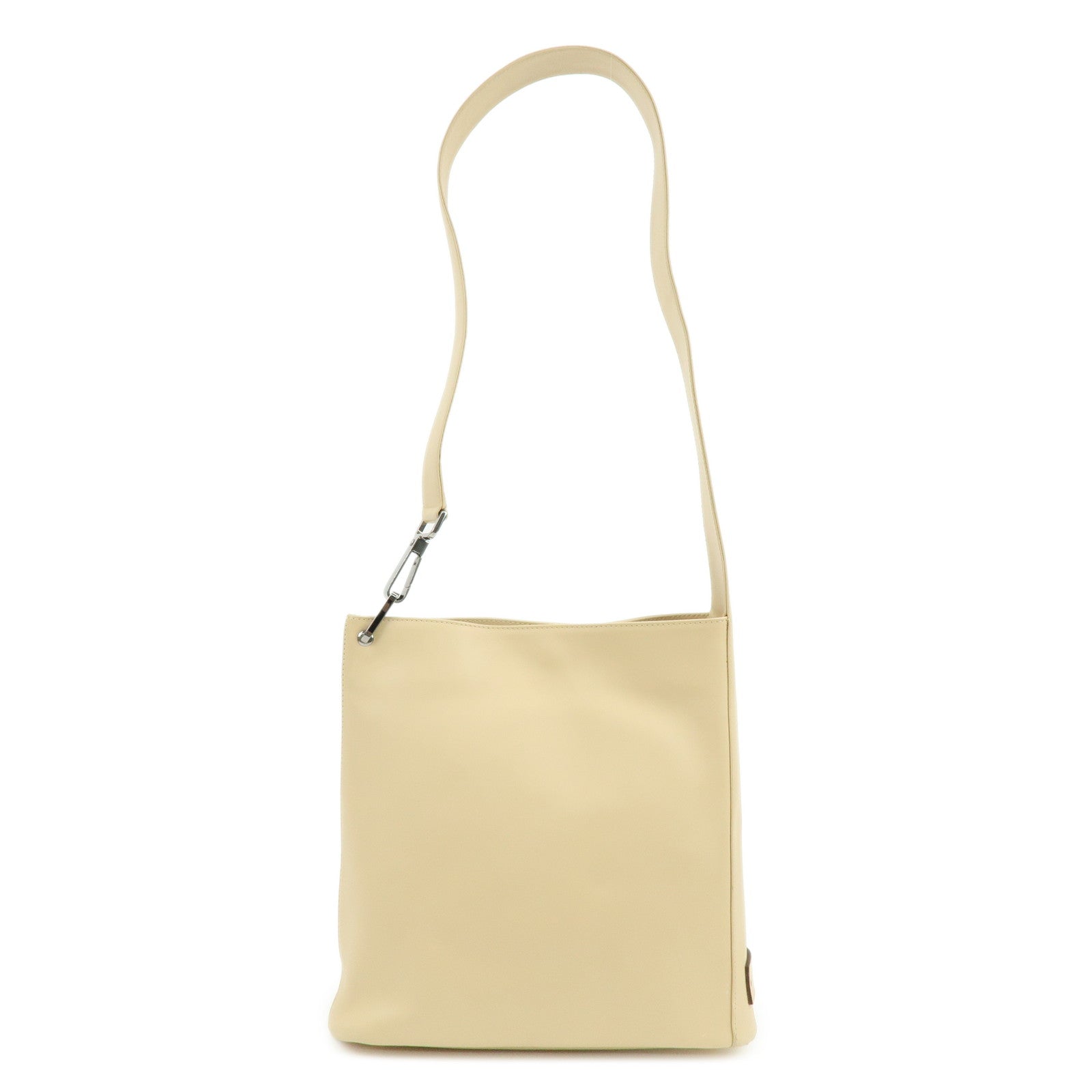 GUCCI Logo Leather Shoulder Bag Hand Bag Beige 91761