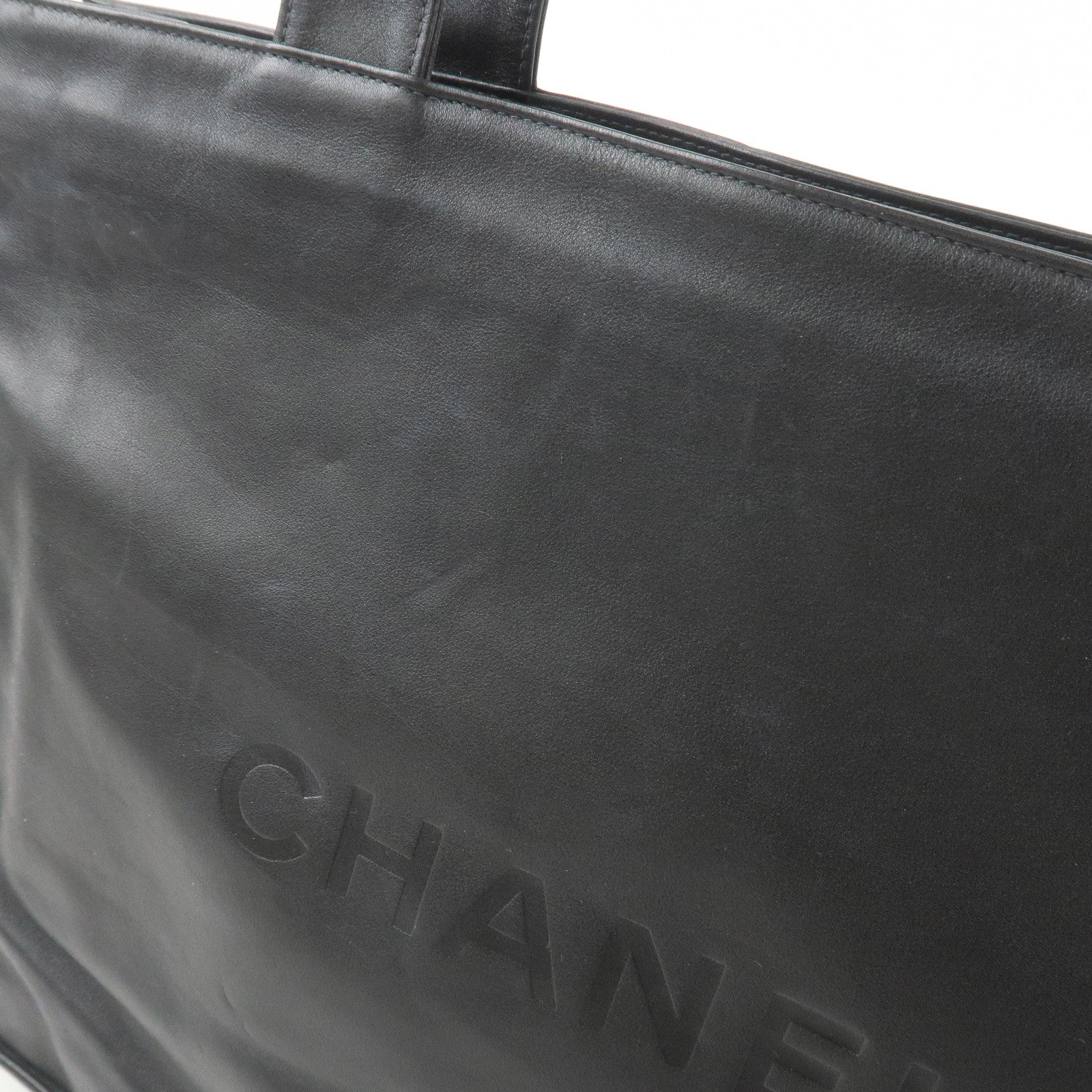 CHANEL COCO Mark Calf Leather Tote Bag Shoulder Bag Black