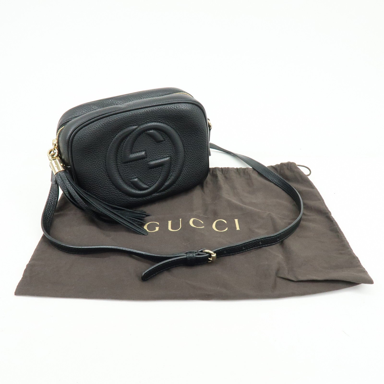 GUCCI SOHO Leather Shoulder Bag Crossbody Bag Black 308364