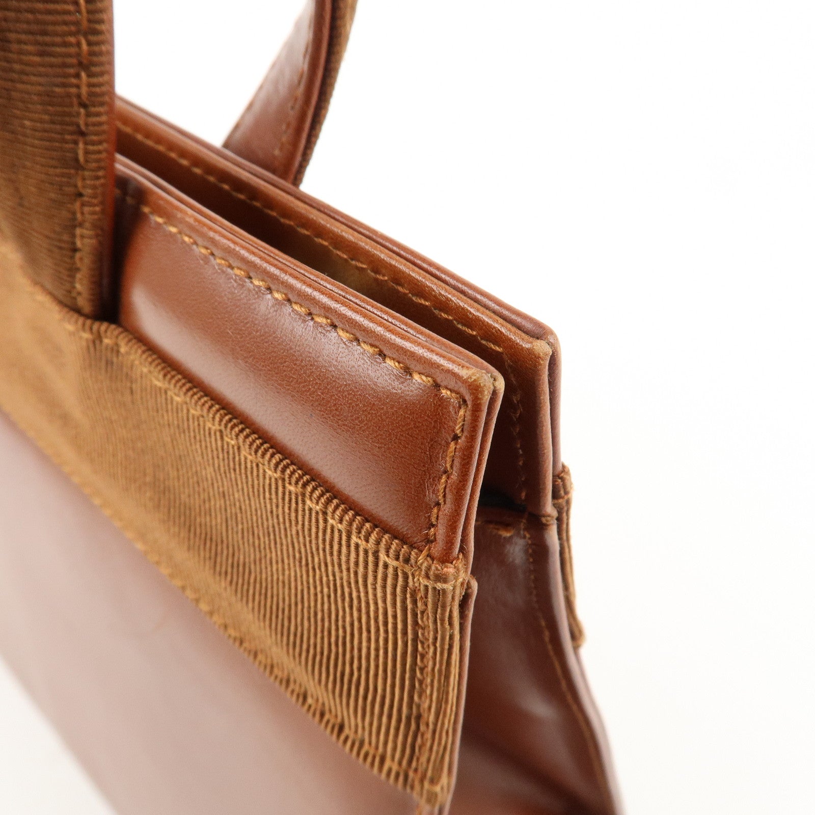 Ferragamo Vara Leather Hand Bag Shoulder Bag Brown Used