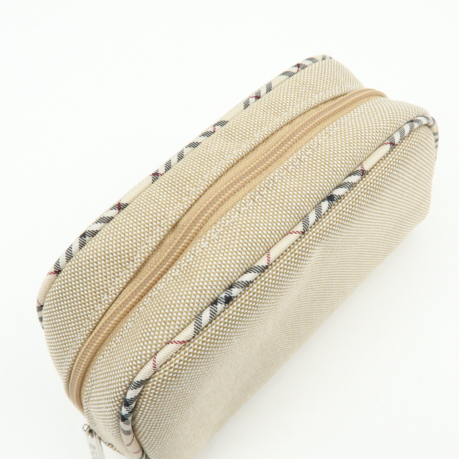 BURBERRY Set of 2 Canvas Pouch Cosmetic Case Beige Navy