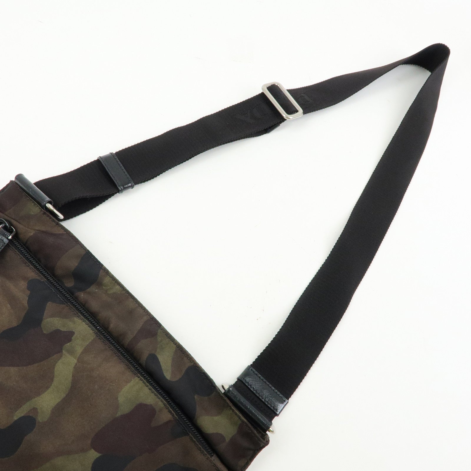 PRADA Triangle Logo Nylon Leather Camouflage Shoulder Bag VA0886