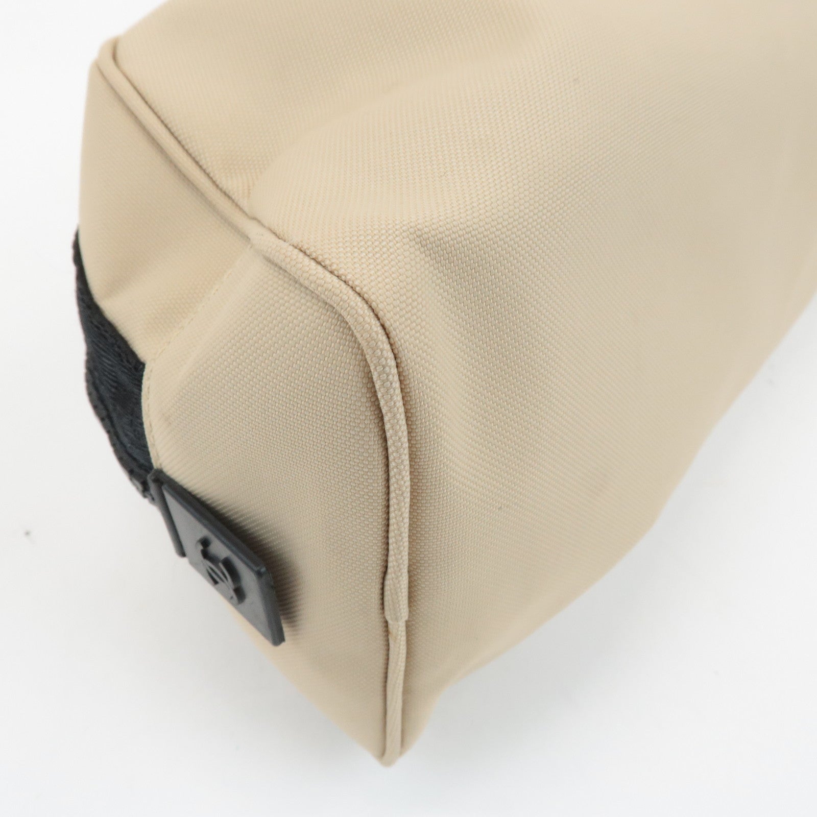 CHANEL Sports Line Nylon Leather Pouch Beige Black