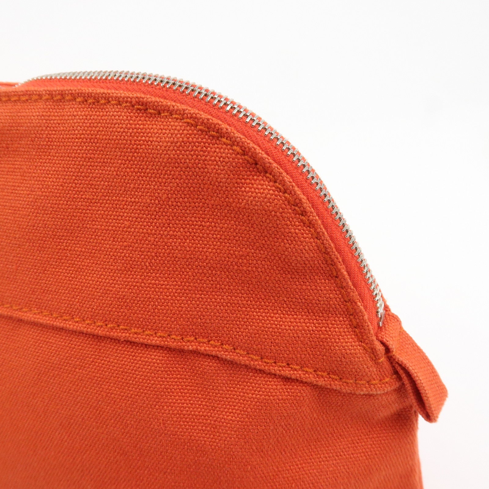 HERMES Canvas Leather Bolide Pouch MM Cosmetic Pouch Orange