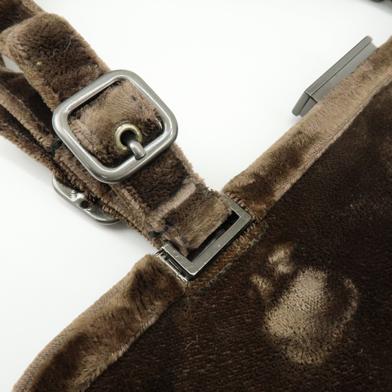 PRADA Logo Velour Hand Bag Brown B7641