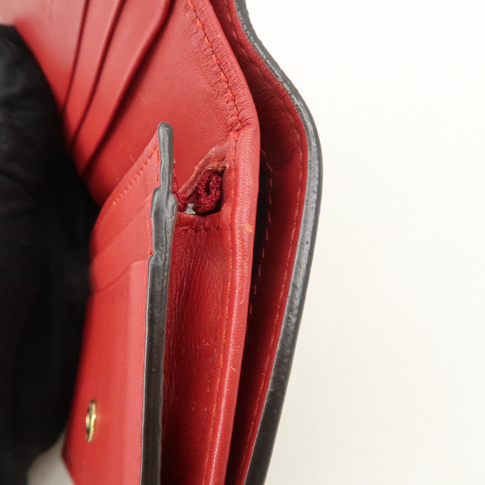 GUCCI Interlocking G GG Supreme Cherry Compact Wallet Beige Red 476050 Used