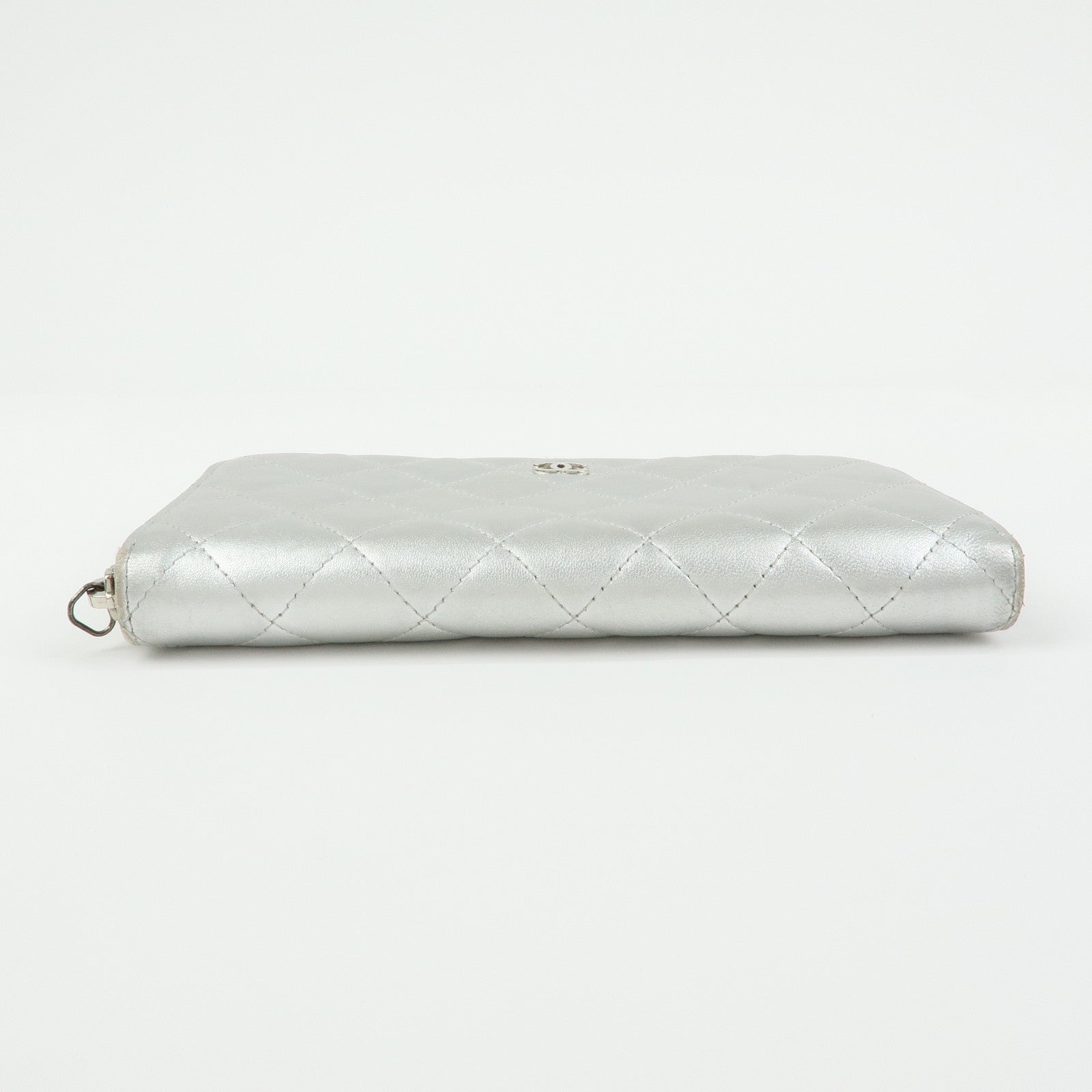 CHANEL Matelasse COCO Mark Lamb Skin Zippy Long Wallet A50097