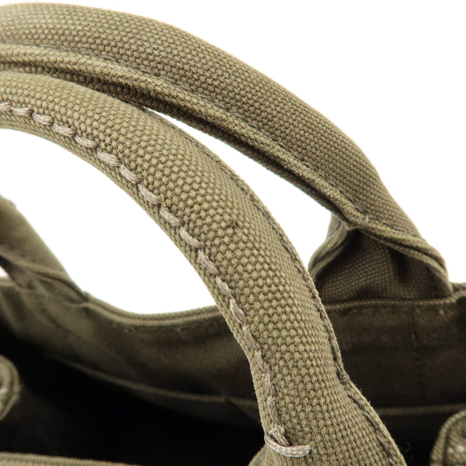 PRADA Canapa Mini Canvas Tote Bag Hand Bag Khaki BN2439