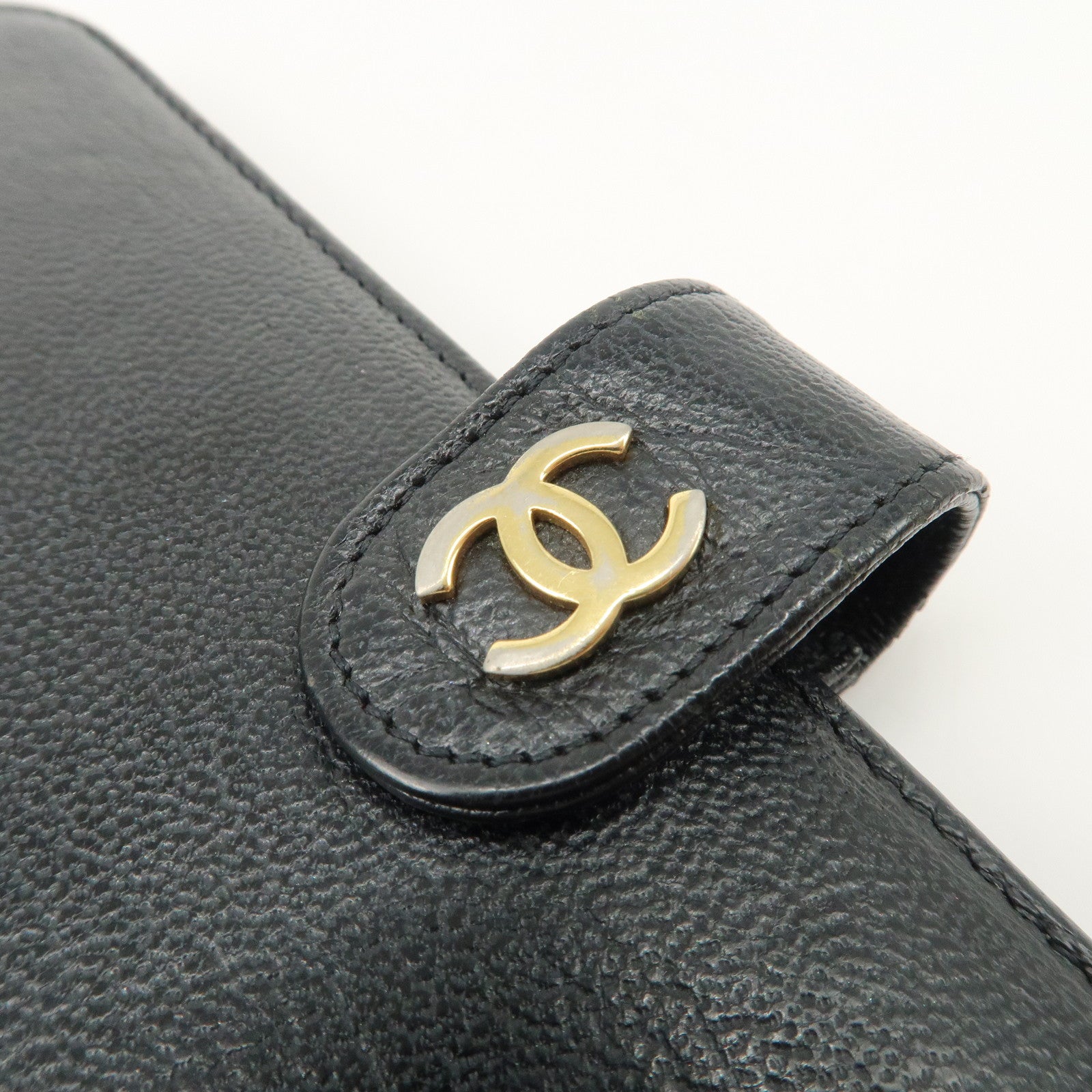 CHANEL COCO Mark Leather Planner Cover Black Gold Hardware Used