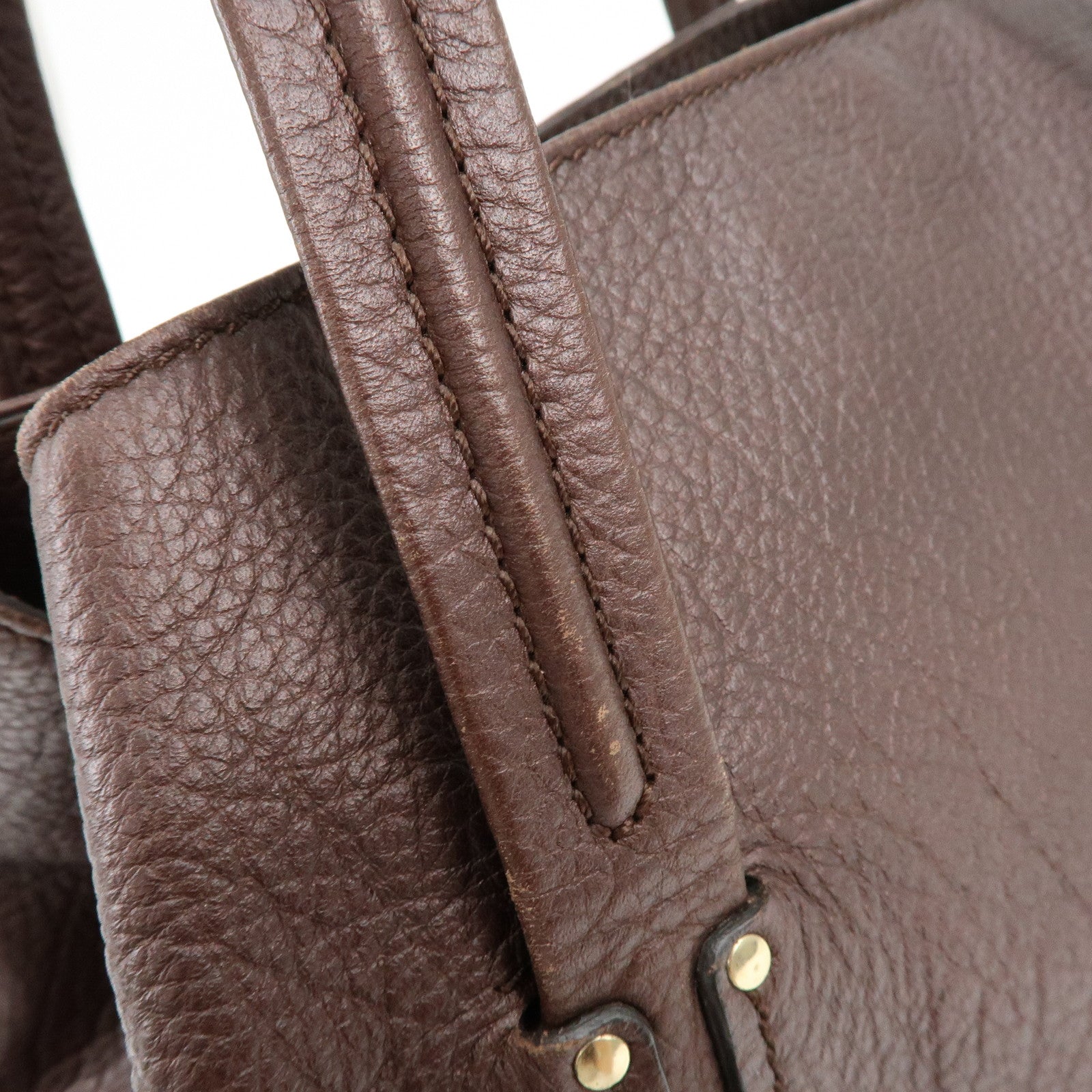 CELINE Triomphe Leather Tote Bag Hand Bag Shoulder Bag Brown