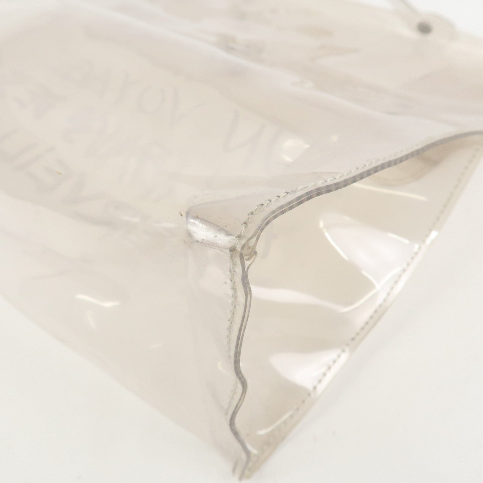 HERMES Vinyl Kelly Hand Bag Clear White Gold