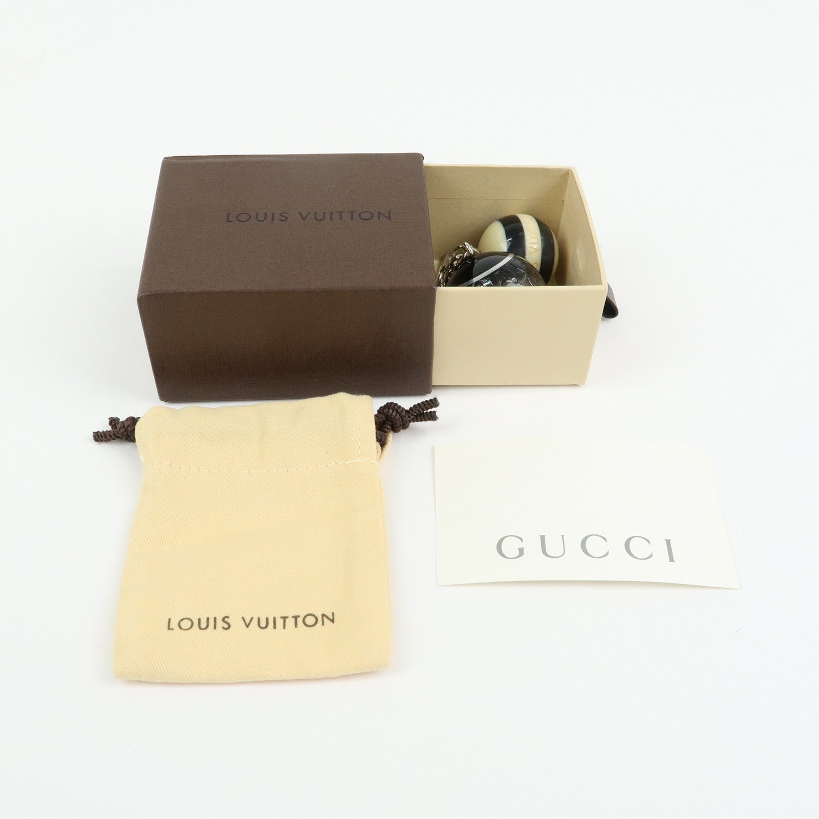 Louis Vuitton Metal Bag Charm Key Holder Black White M65701
