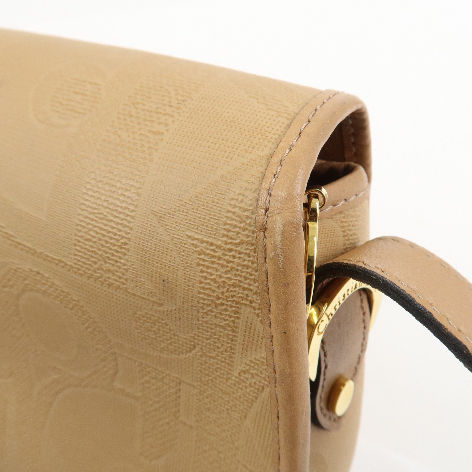 Christian Dior PVC Leather Shoulder Bag Crossbody Bag Brown