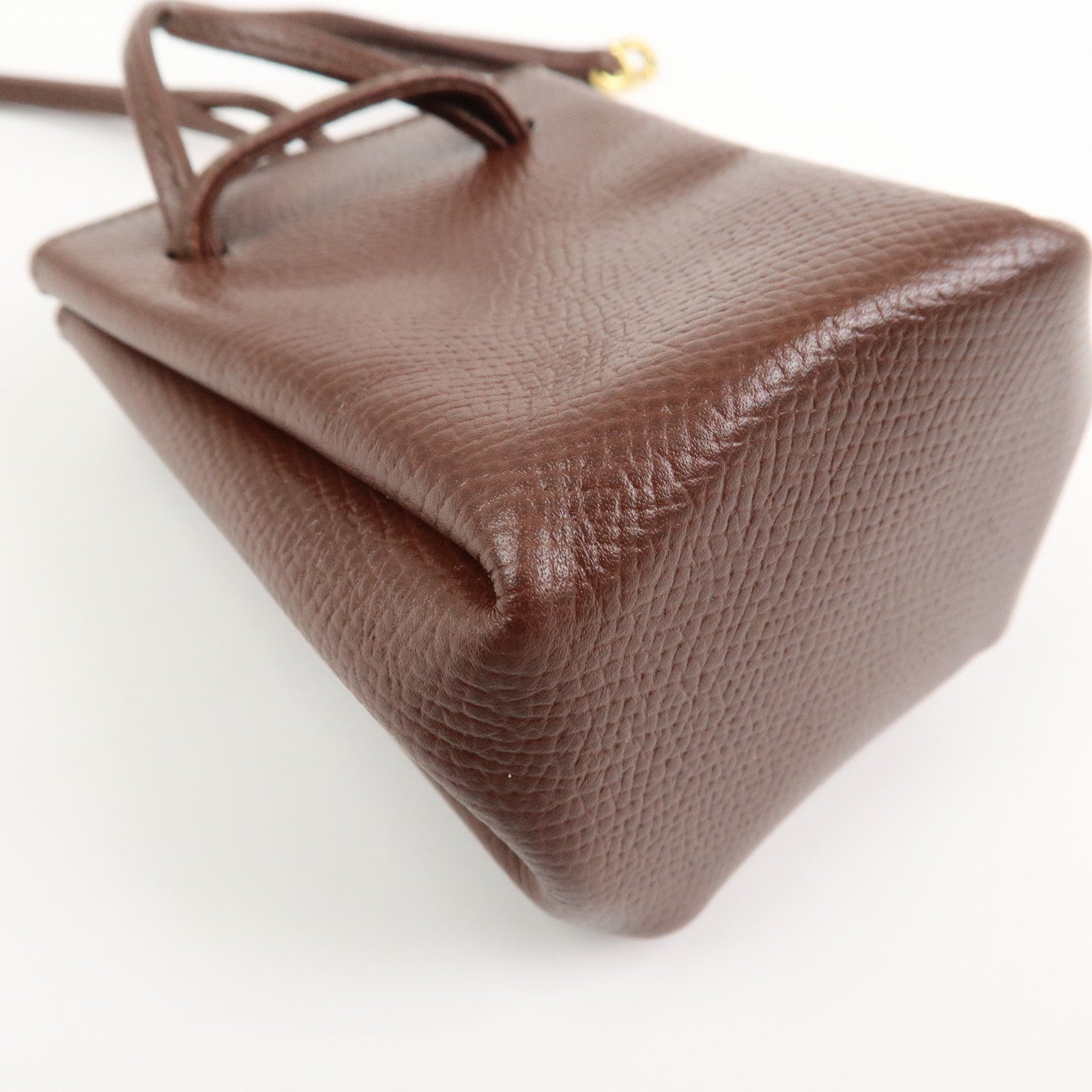 HERMES Vespa Courchevel Calf Leather □A Stamped Pouch Hand Bag