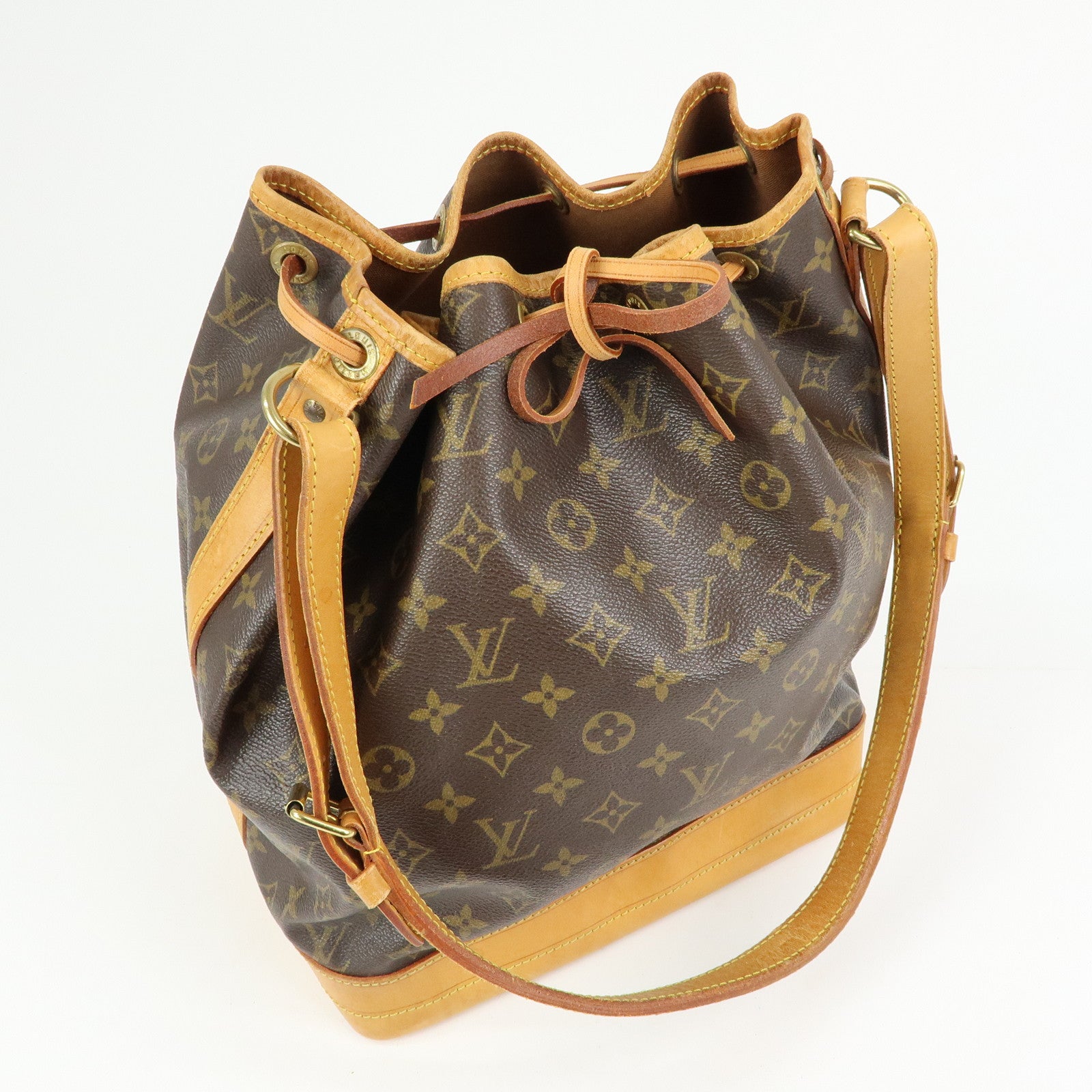 Louis Vuitton Monogram Canvas Leather Noe Shoulder Bag Brown M42224