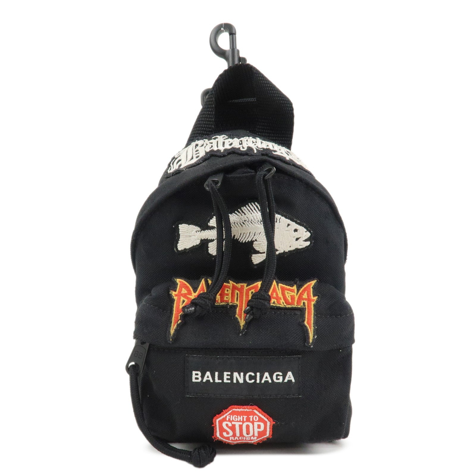 BALENCIAGA Logo Nylon Explorer Mini Shoulder Bag Black 656060
