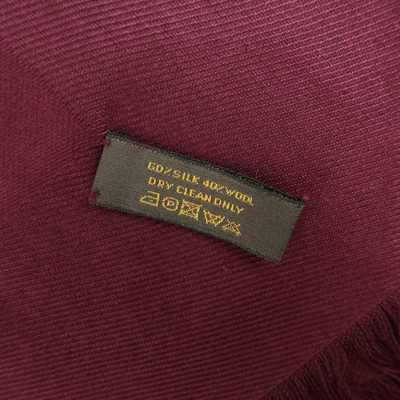 Louis Vuitton Monogram Shawl Silk Wool Large Scarf Burgundy M71359