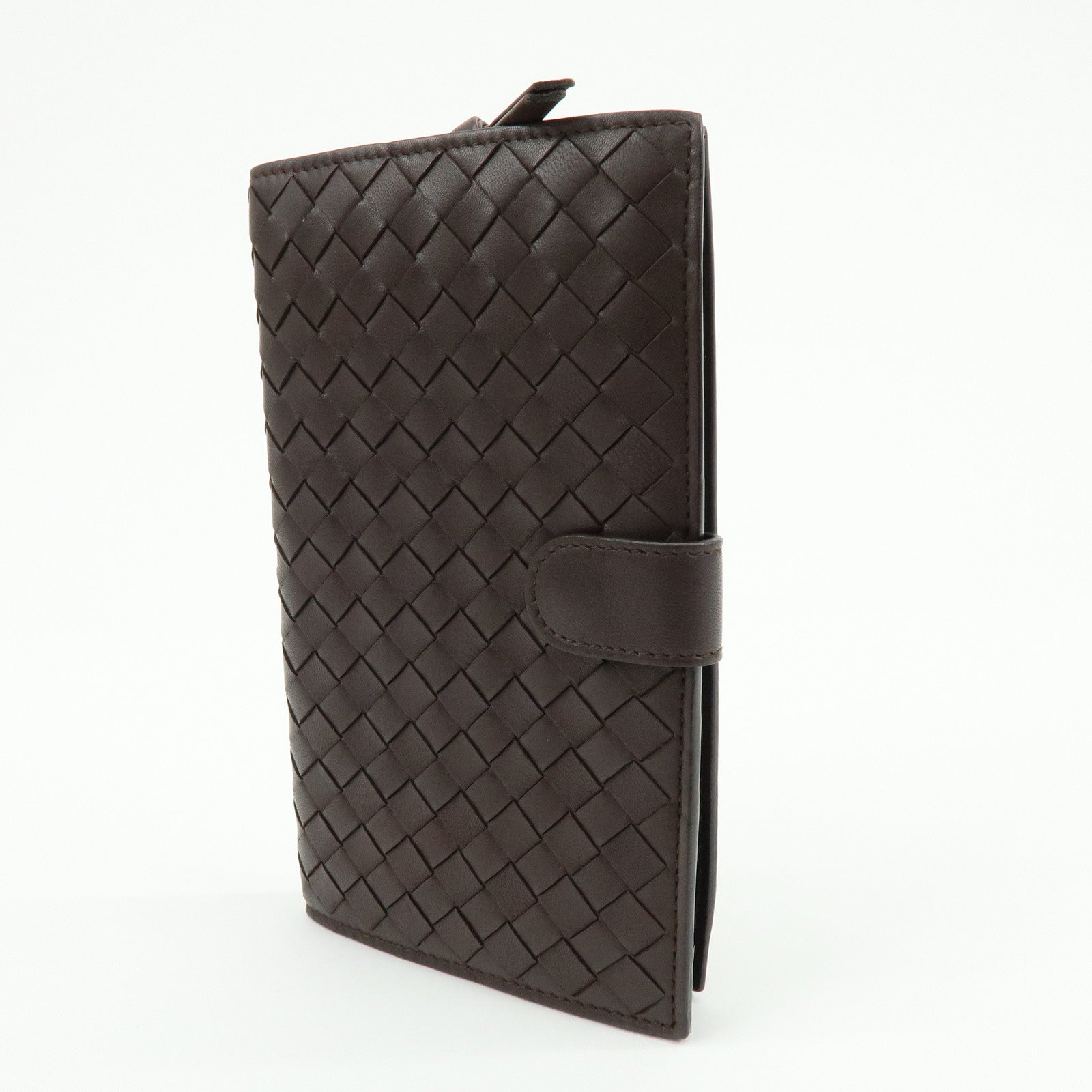 BOTTEGA VENETA Intrecciato Leather Bi-fold Long Wallet Brown 114074