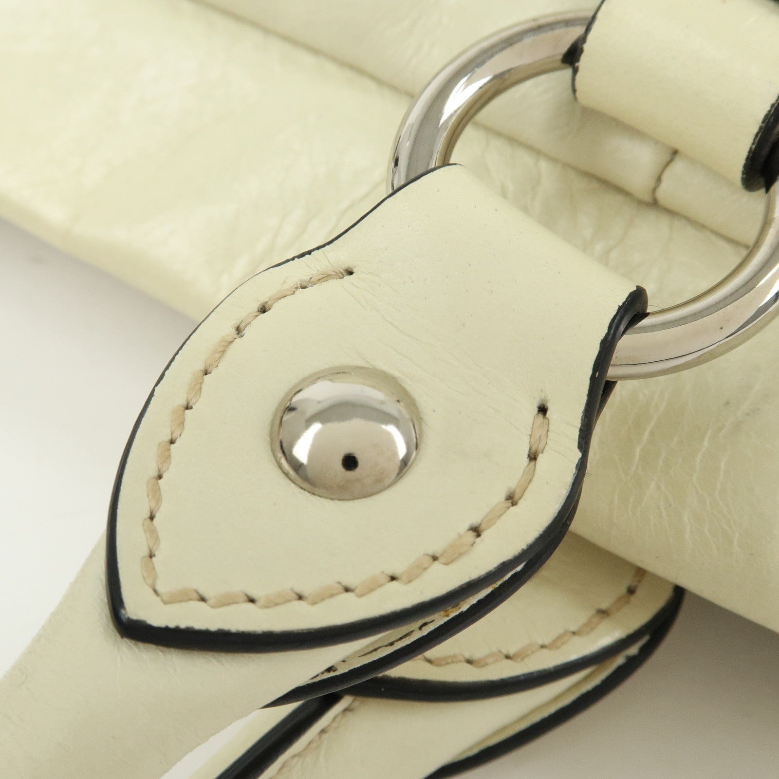 MIU MIU Logo Side Ribbon Leather 2Way Hand Bag Shoulder Bag Ivory