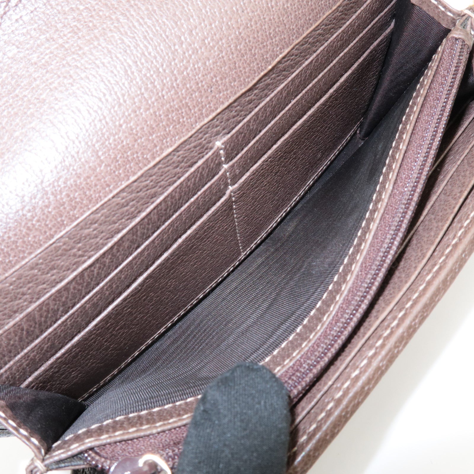 GUCCI Ophidia GG Supreme Leather Chain Wallet Beige Brown 546592 Used