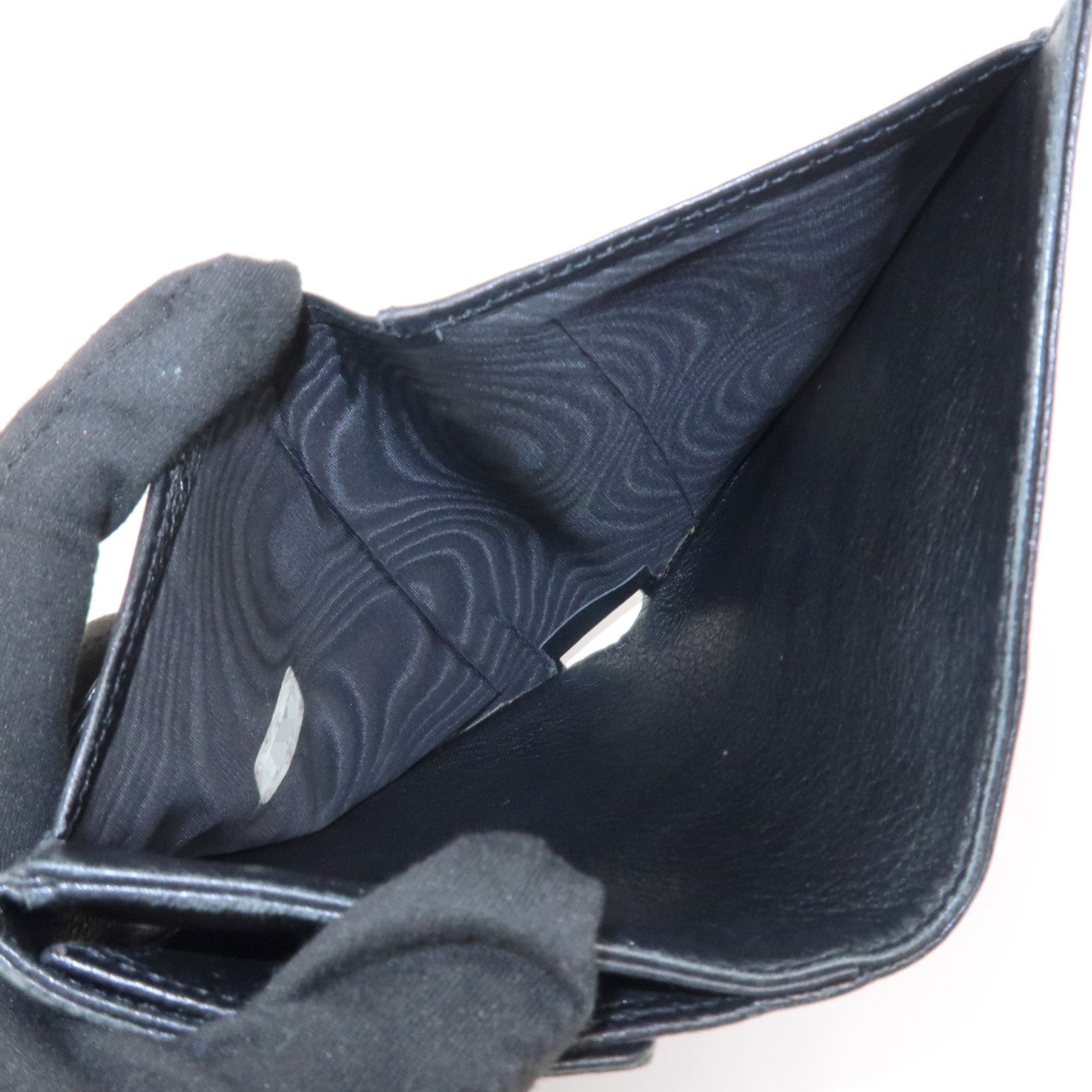 CHANEL COCO Mark W Hook Bi-fold Compact Wallet Black A01427