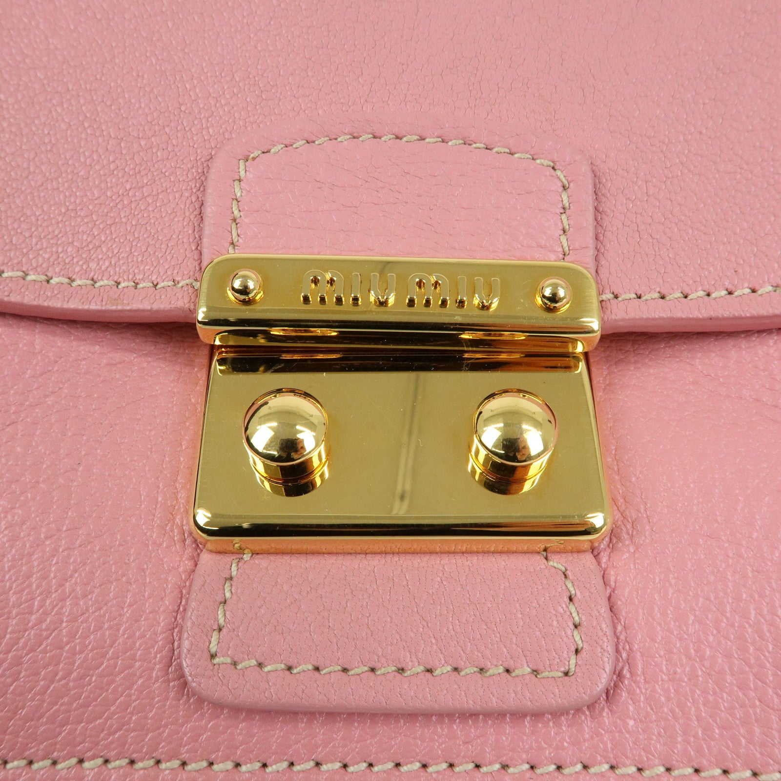 MIU MIU Madras Leather Top Handle 2Way Bag Hand Bag Pink RN0717