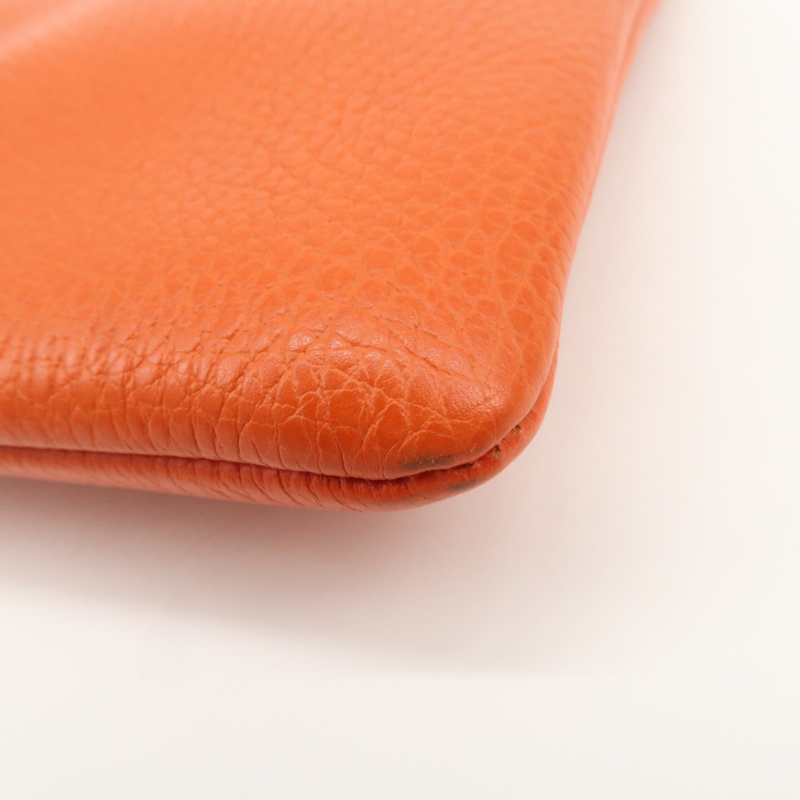 GUCCI Bamboo Logo Leather Clutch Bag Pouch Orange 449653