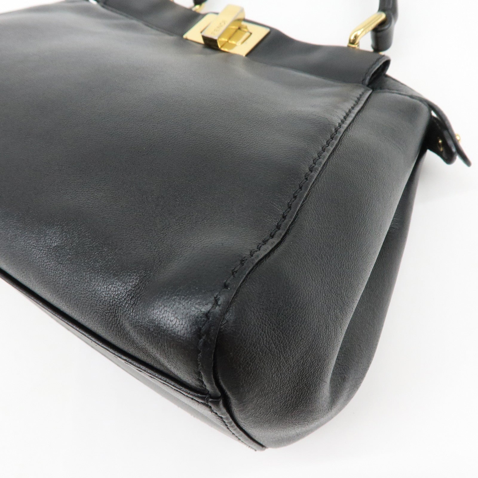 FENDI Peekaboo Mini 2Way Shoulder Bag Hand Bag Black 8BN244