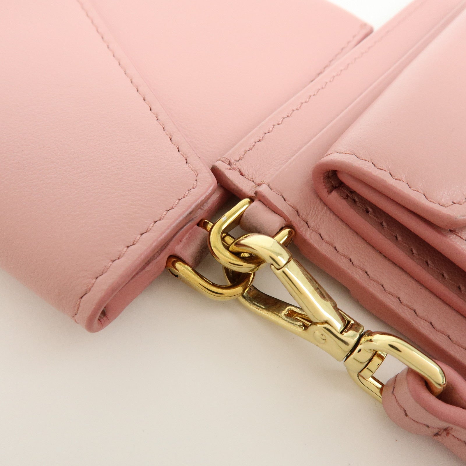 MIU MIU Madras Leather Rhinestone Card Case Heart Love letter Pink