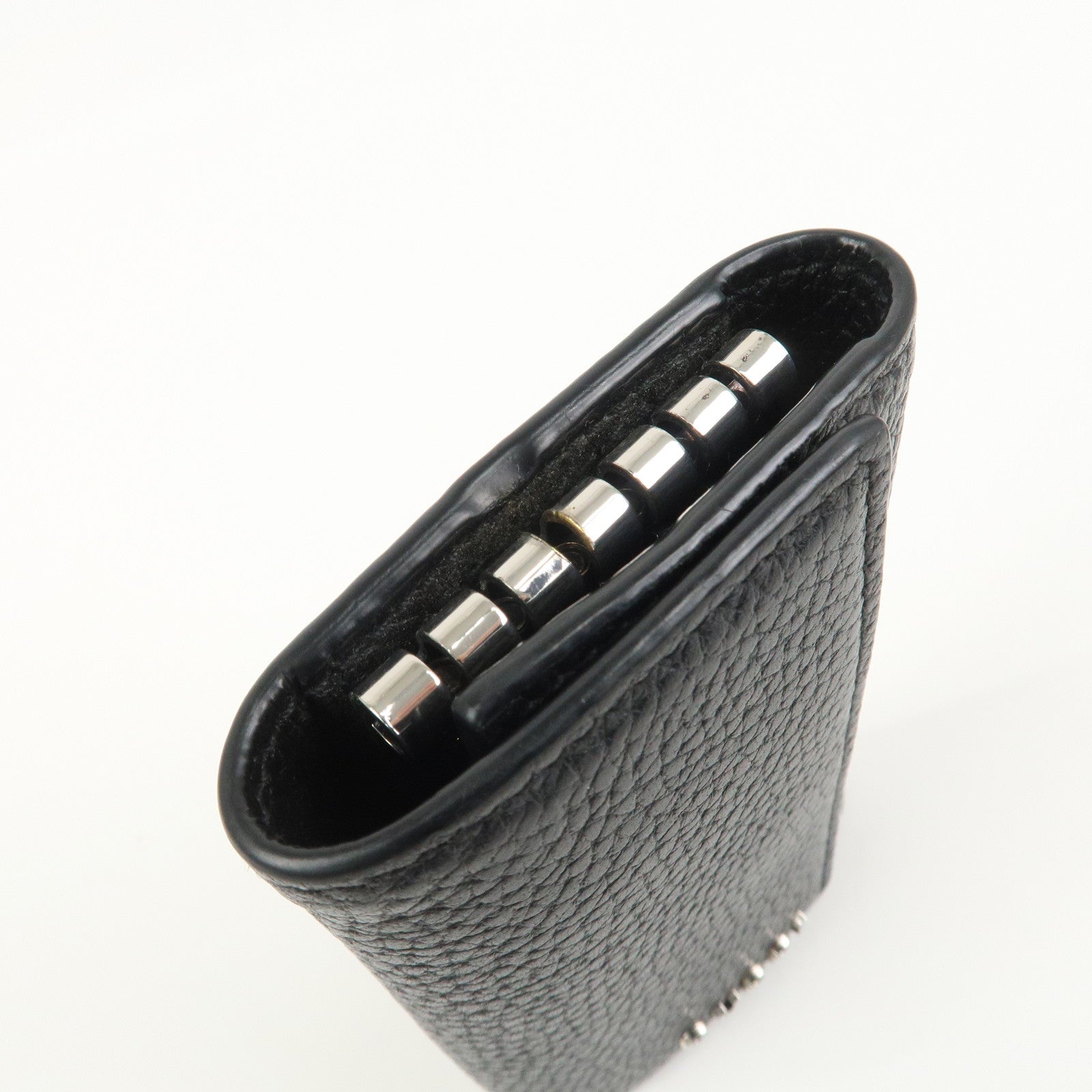 GUCCI Logo Leather 6 Rings Key Case Key Holder Black 771156