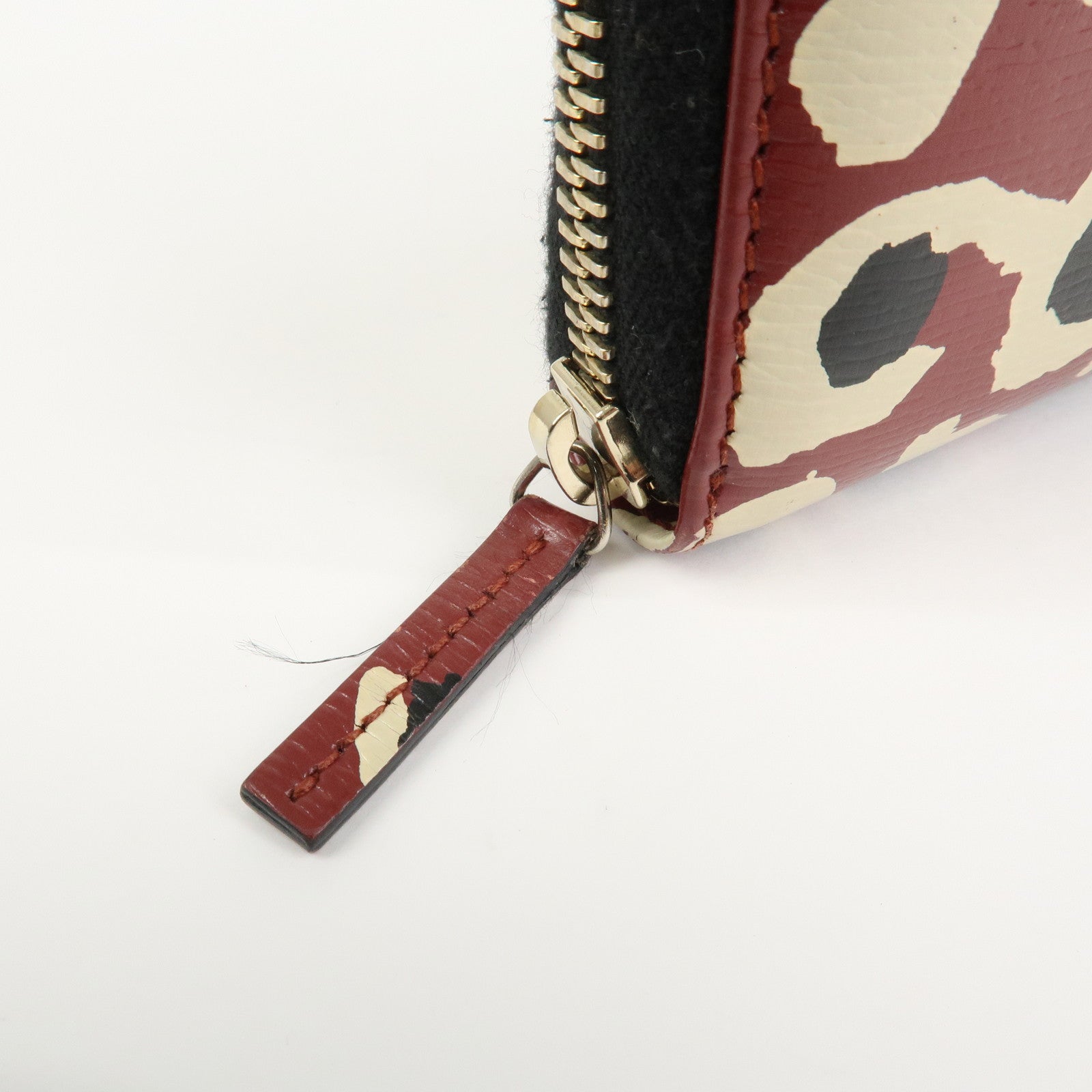 GUCCI Interlocking G Leather Leopard Round Zippy Long Wallet 309705