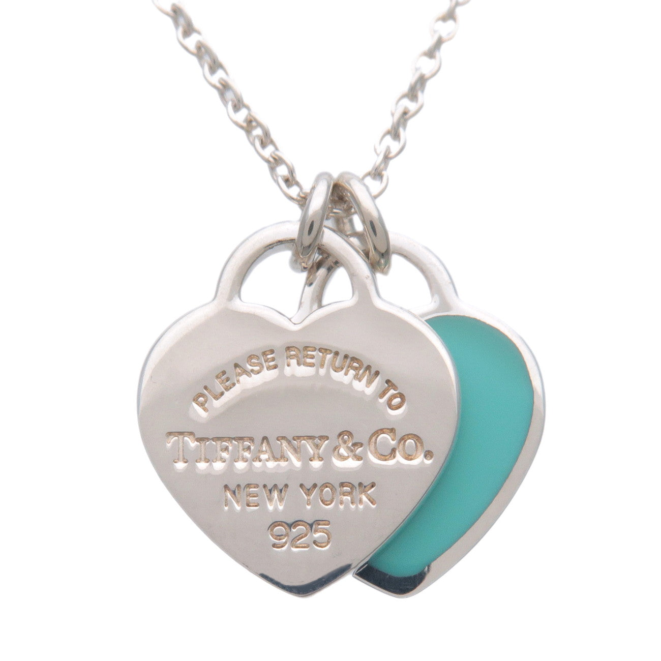 Tiffany & Co Return to Tiffany Mini Double Heart Tag Necklace SV925 Used
