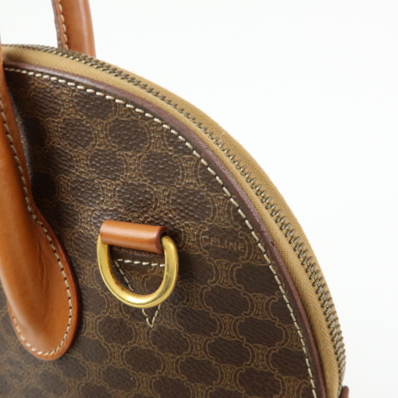 CELINE Macadam PVC Leather 2Way Bag Hand Bag Brown