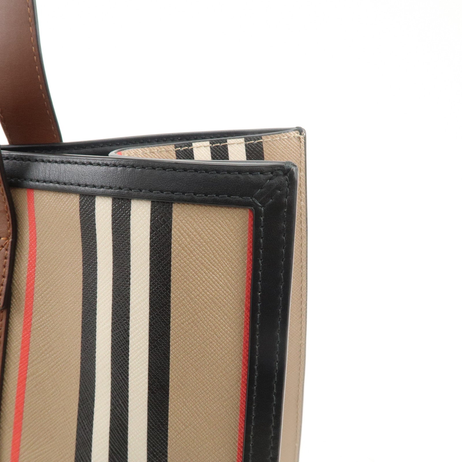 BURBERRY PVC Leather Tote Bag Shoulder Bag Beige Brown