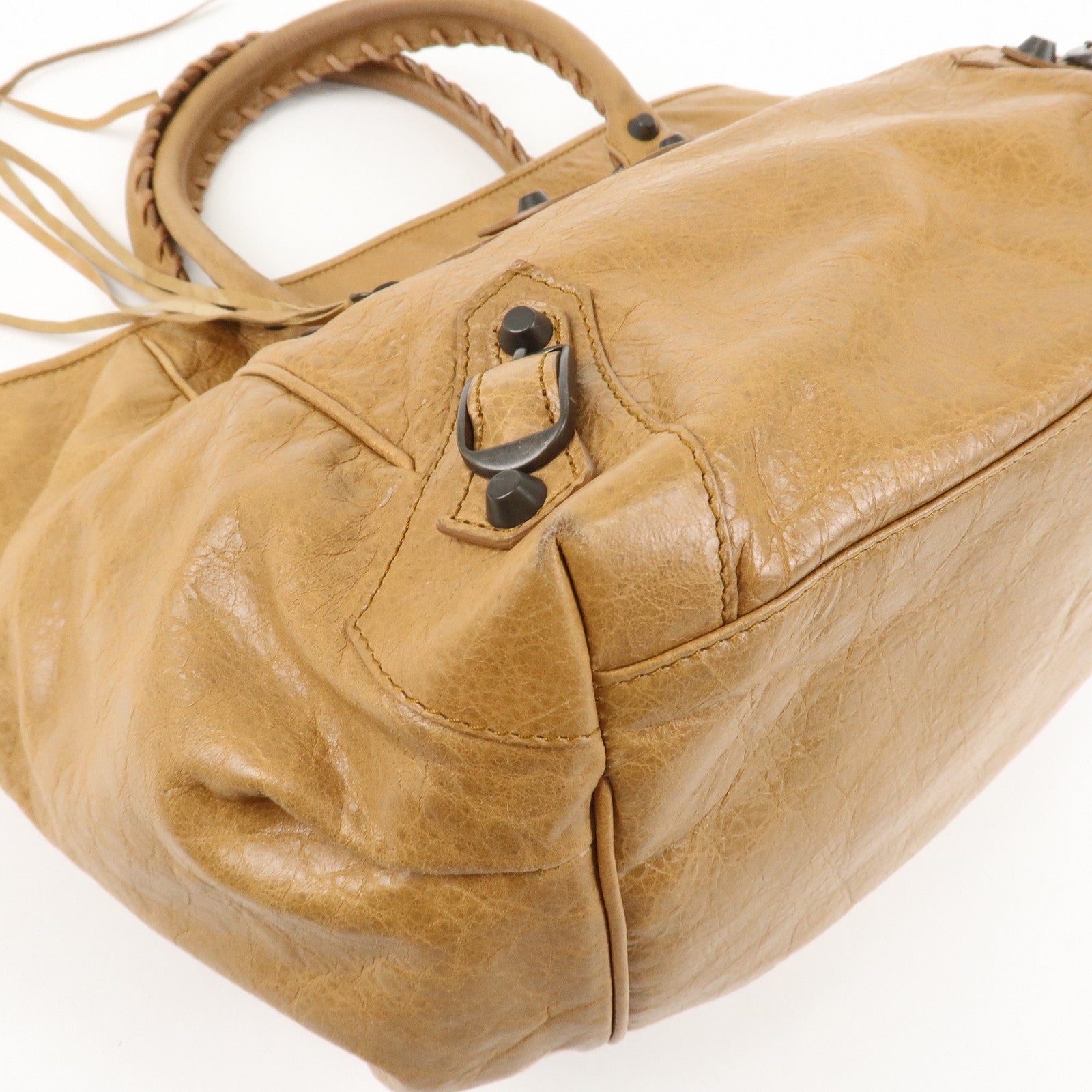 BALENCIAGA The Sunday Leather Tote Bag Hand Bag Brown 228750 Used