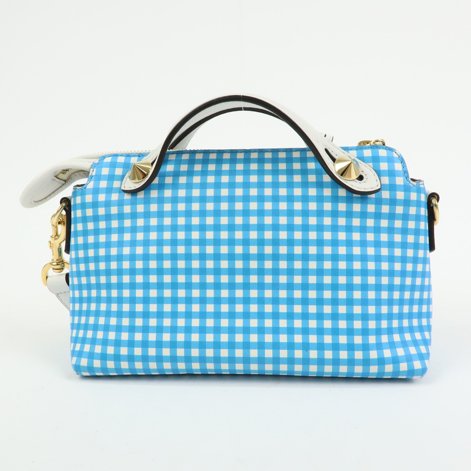 FENDI By The Way Leather 2Way Shoulder Bag Gingham Plaid 8BL145