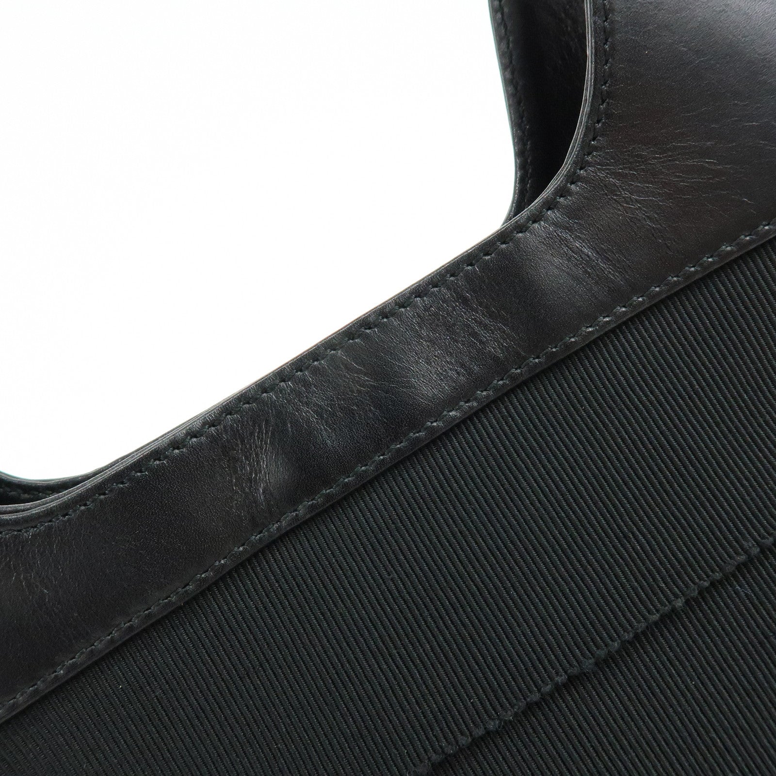 Ferragamo Vara Canvas Leather Shoulder Bag Hand Bag Black