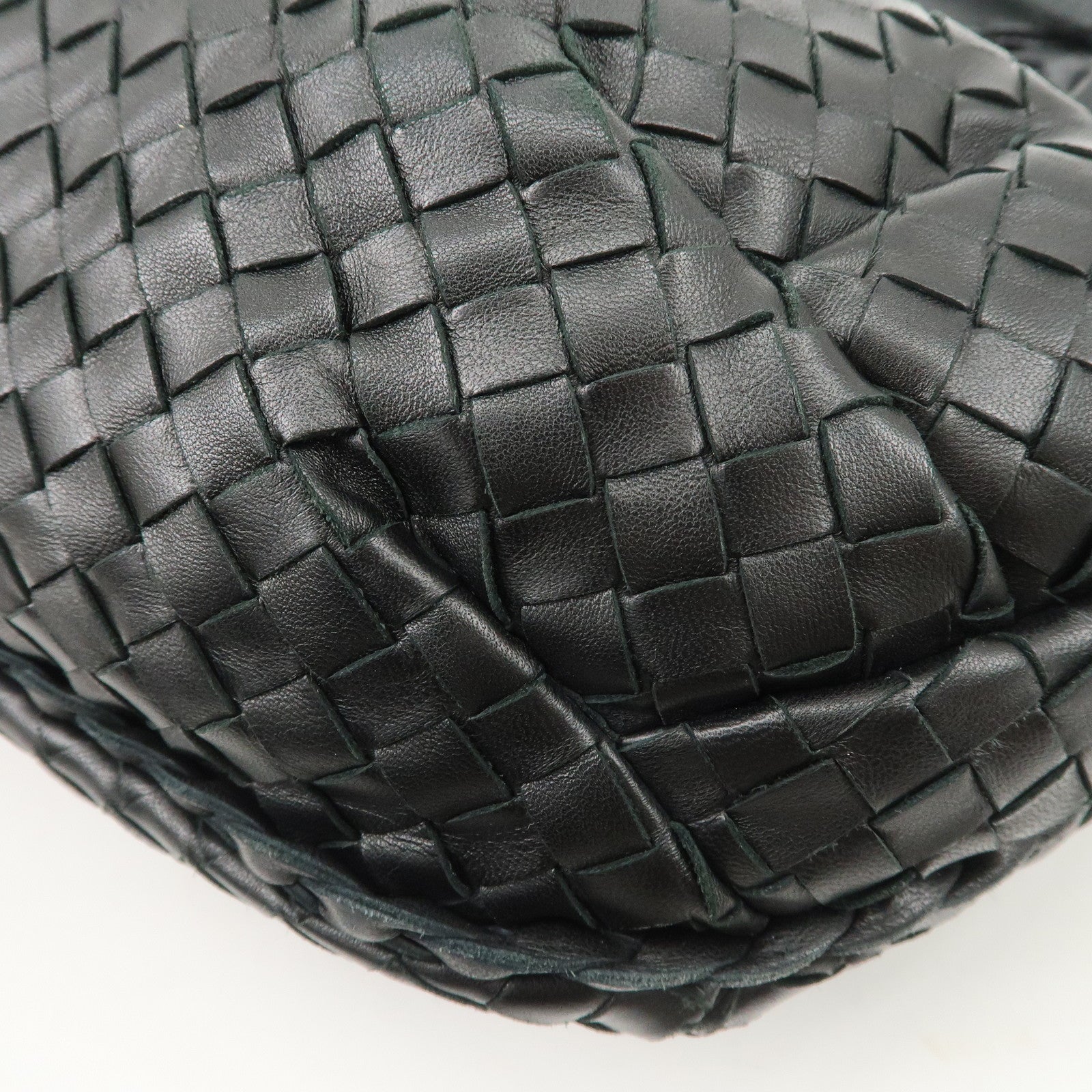 BOTTEGA VENETA Intrecciato Hobo Leather Shoulder Bag Black 232499
