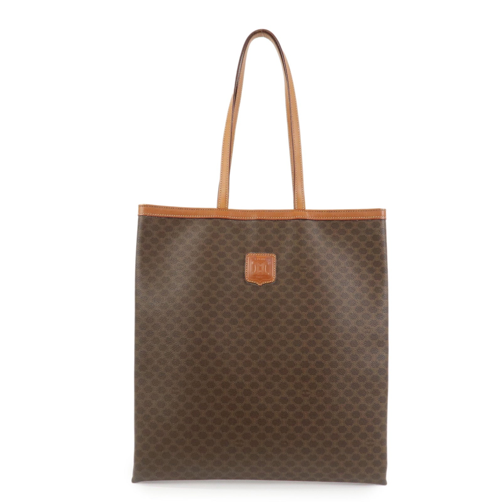 CELINE Macadam PVC Canvas Leather Tote Bag Shoulder Bag Brown