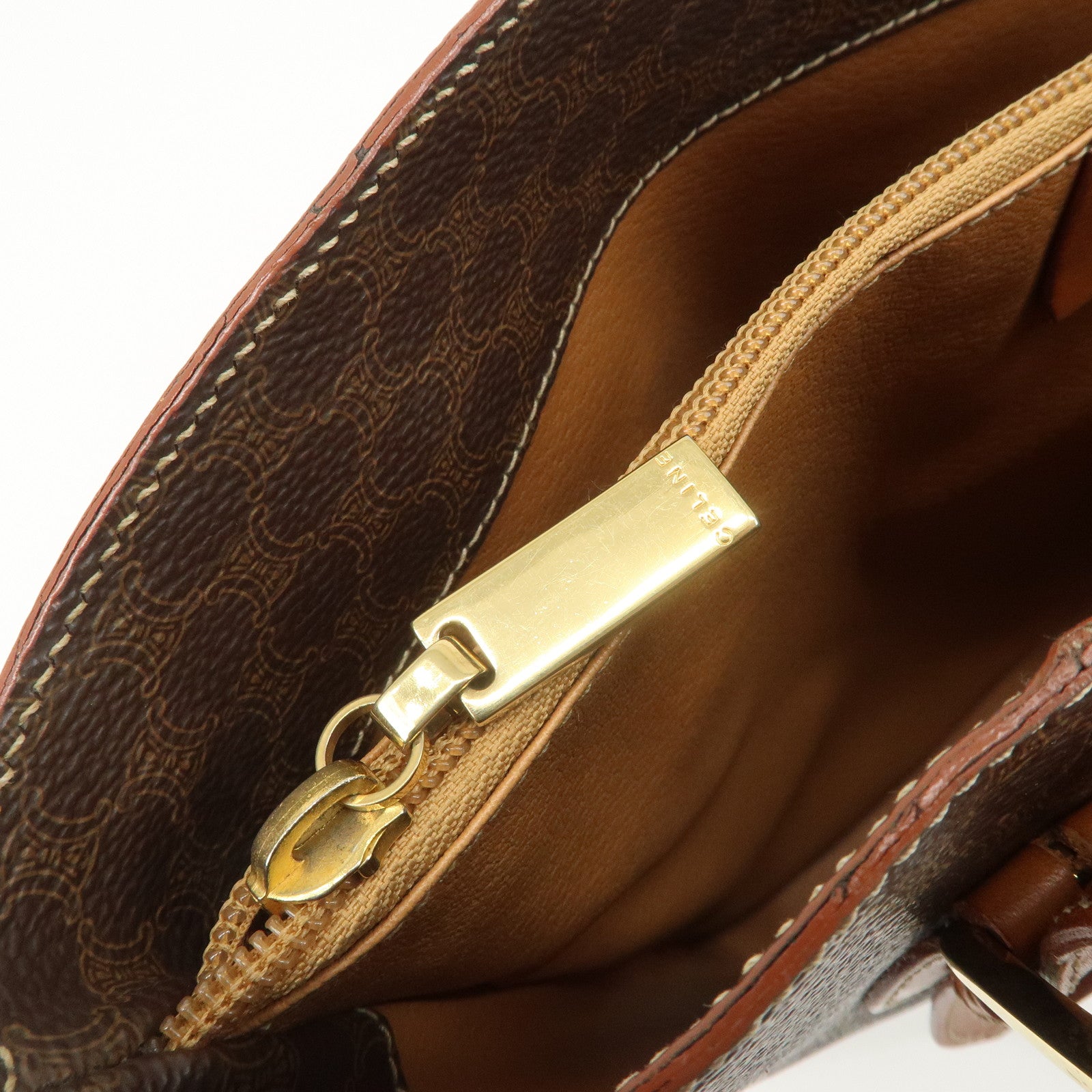 CELINE Macadam PVC Leather Tote Bag Shoulder Bag Brown