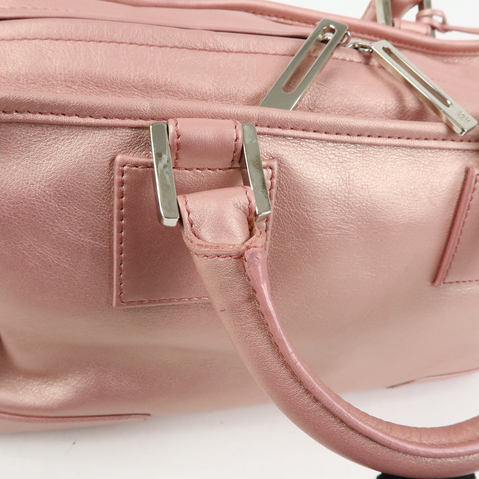 LOEWE Anagram Amazona 28 Leather Hand Bag Metallic Pink