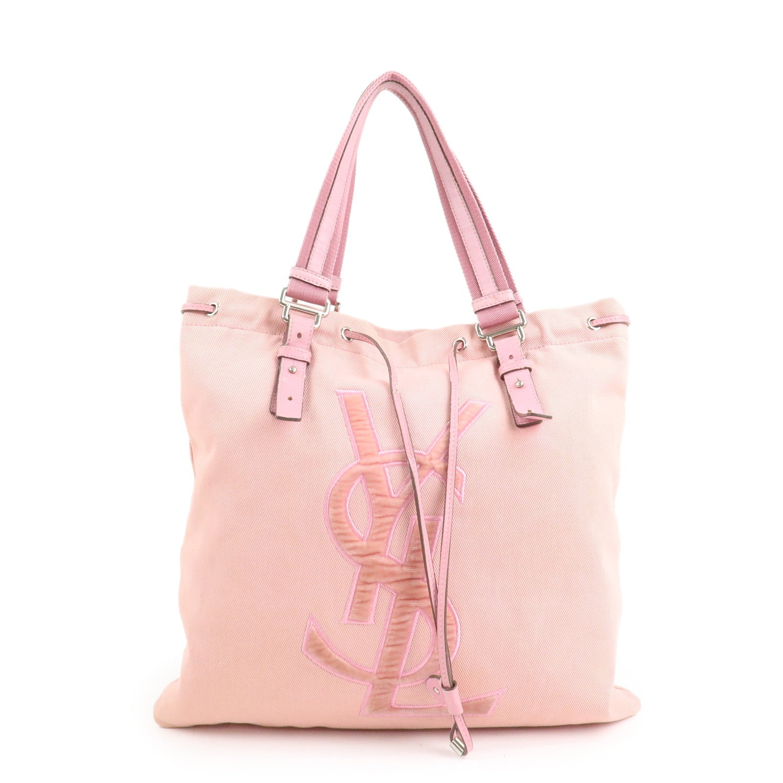 Saint Laurent Canvas Kahara Tote Bag Shoulder Bag Pink 121631 Used