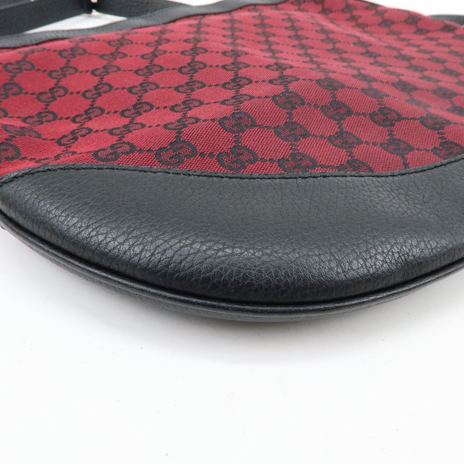 GUCCI GG Canvas Leather Shoulder Bag Crossbody Bag Red Black 272380