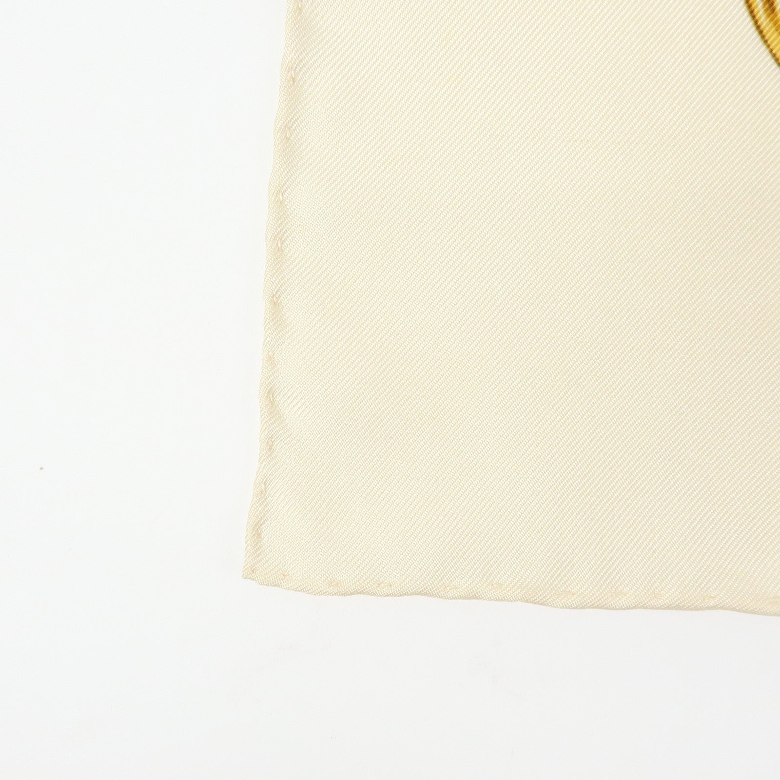 CHANEL Silk 100% Scarf Chain Medal Motif Beige Gold