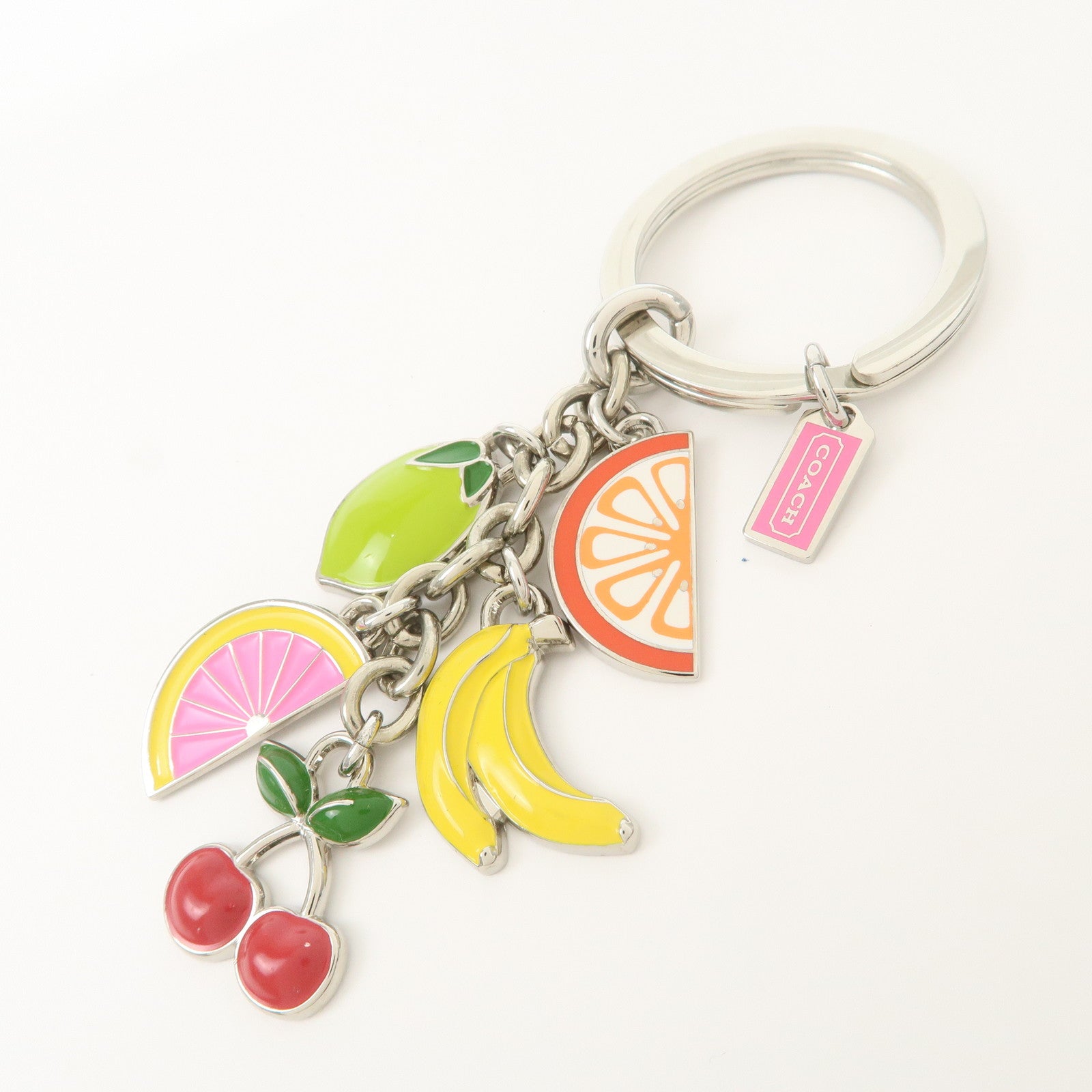 COACH Set Of 3 Bag Charm Key Charm Metal Multicolor Fruits