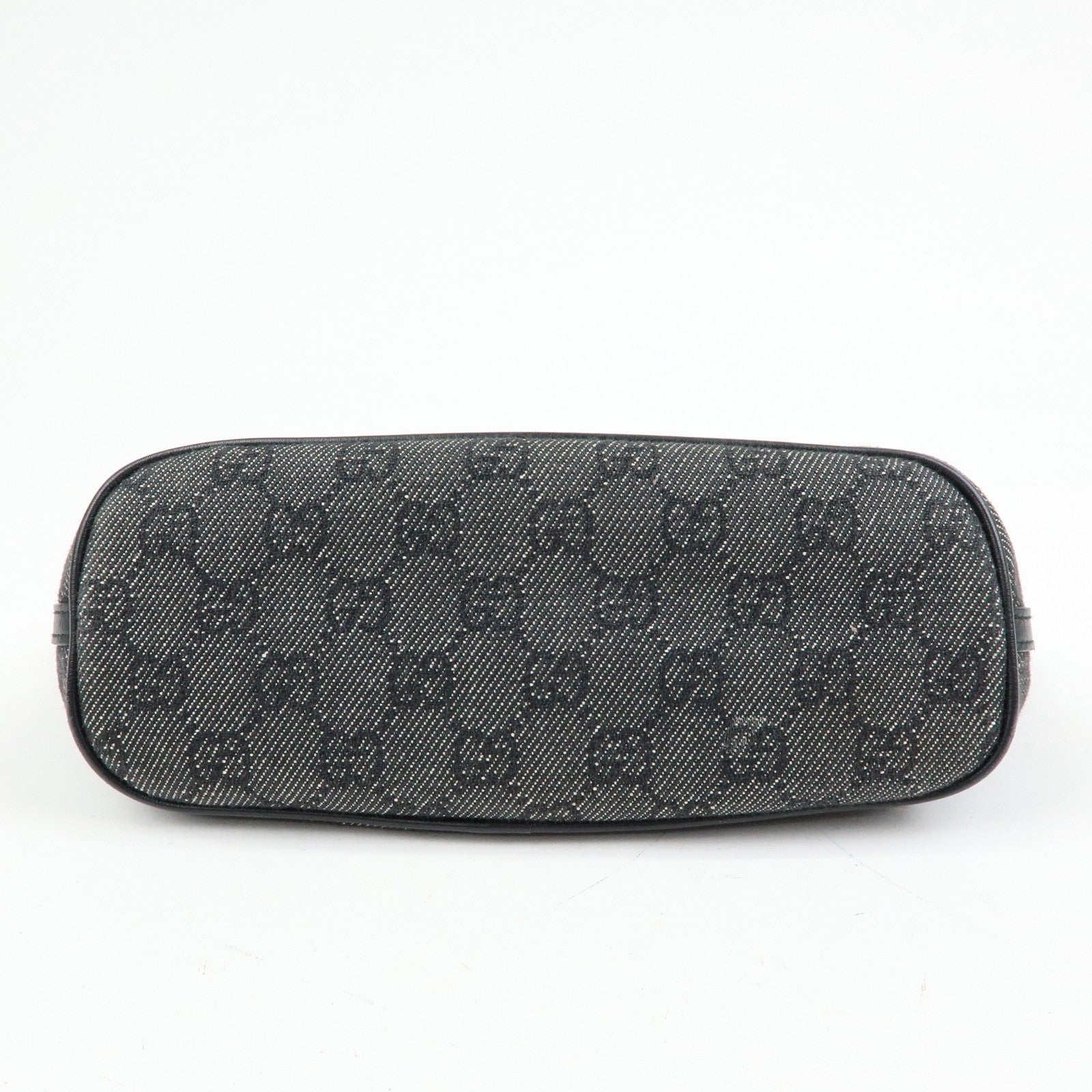 GUCCI Boat Bag GG Canvas Leather Accessory Pouch Black 07198