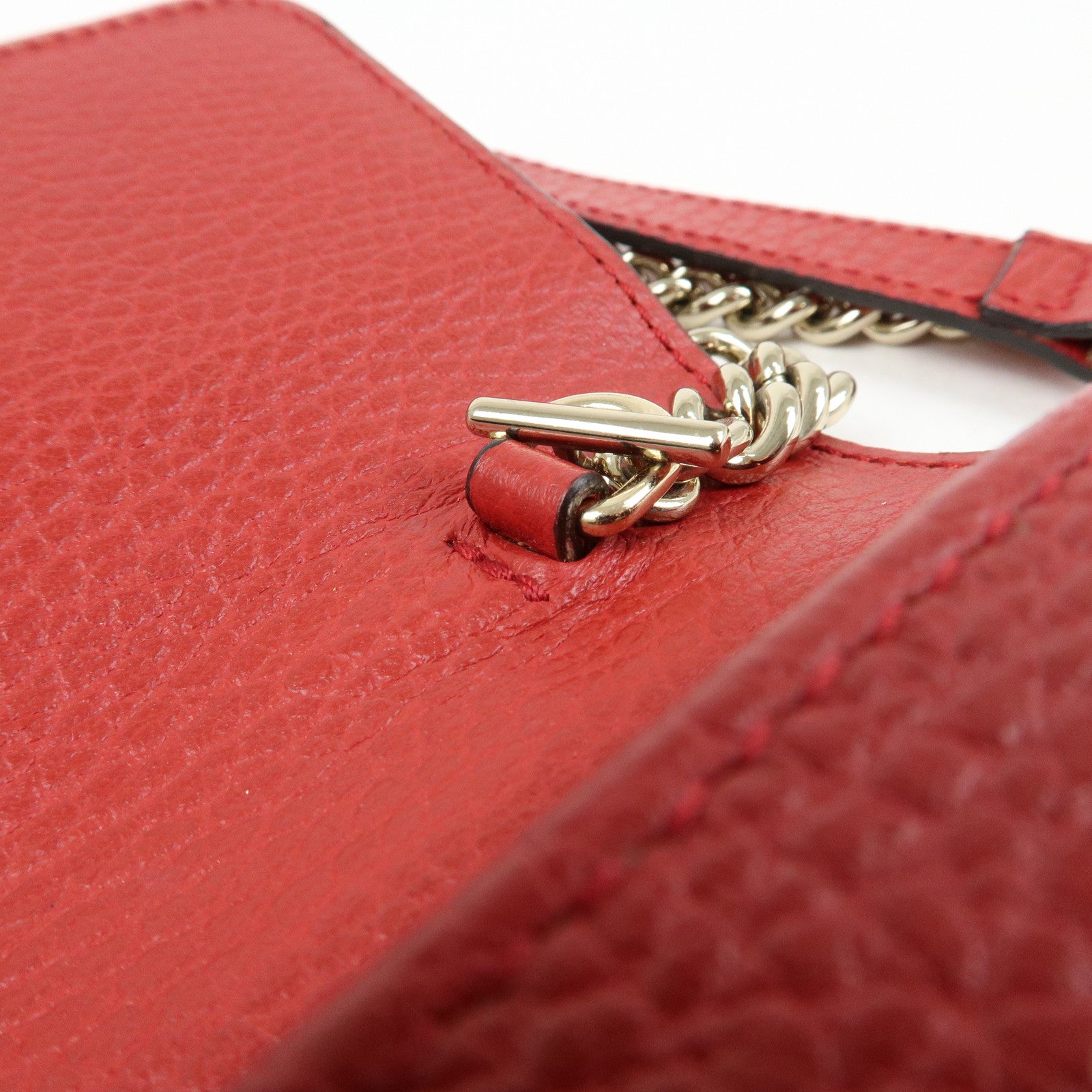 GUCCI Interlocking G Leather Chain Wallet Shoulder Bag Red 510314